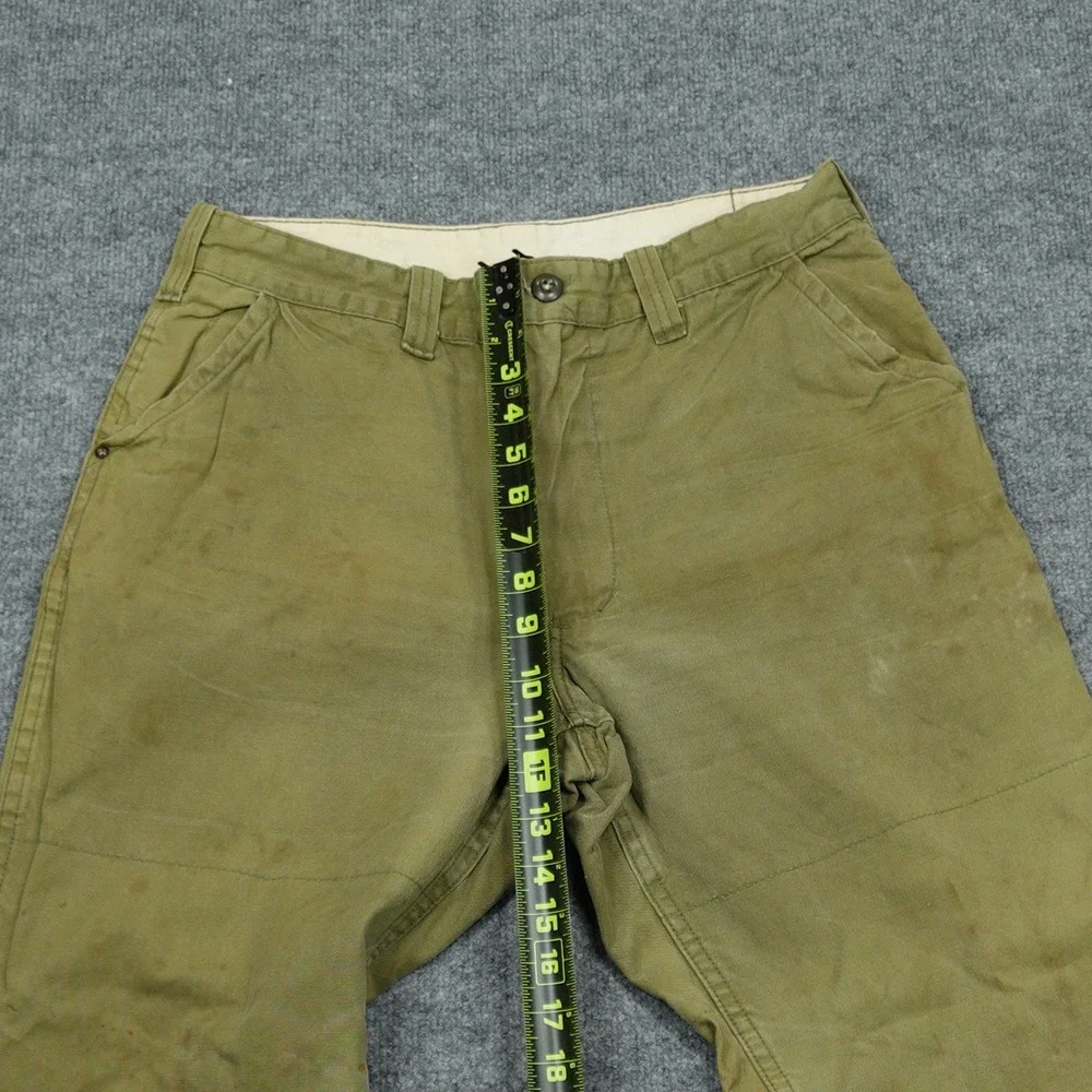 Vintage Saf-T-Bak Pants Mens 32x28 Olive Green Canvas Duck Hunting 60s